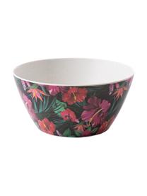 Bol en bambou Tropical Flower, Tons verts, couleurs fuchsia, rouge, blanc