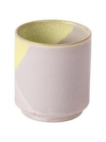 Tazas artesanales Gallery, 2 uds., Gres, Lila, amarillo, Ø 7 x Al 8 cm