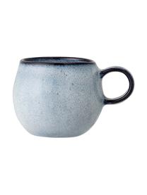 Taza con platito de gres artesanal Sandrine, Gres, Tonos azules, Ø 7 x Al 6 cm, 100 ml