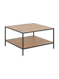 Couchtisch Seaford aus Holz und Metall, Gestell: Metall, pulverbeschichtet, Schwarz, Wildeichenholz, 80 x 45 cm