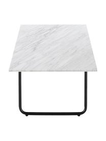 Marmor-Couchtisch Mary, Tischplatte: Carrara-Marmor, Gestell: Metall, pulverbeschichtet, Tischplatte: Weiß-grauer Marmor, leicht glänzendGestell: Schwarz, matt, 120 x 35 cm