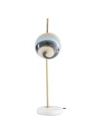 Große Tischlampe Opal mit Marmorfuß, Lampenschirm: Glas, Lampenfuß: Marmor, Messingfarben, Weiß, Pastellfarben, 25 x 56 cm