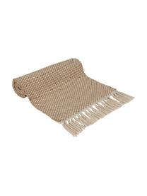 Camino de mesa con flecos Mala, 55% algodón, 45% yute trenzado, Beige, bayo, An 35 x L 200 cm