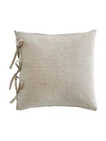 Gewassen linnen kussenhoes Candice in beige, 100% linnen, Beige, B 50 x L 50 cm