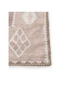 Dubbelzijdig vloerkleed Kelim Ana Aztec met ethnopatroon, 80% polyester 20% katoen, Beige, taupe, B 75 x L 150 cm (maat XS)