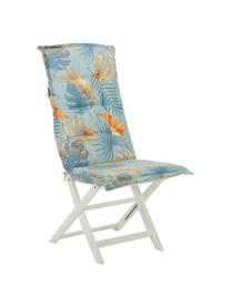 Coussin de chaise avec dossier imprimé tropical Dotan, Bleu ciel, bleu, orange