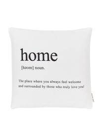 Kussenhoes Home in zwart/wit met opschrift, 100% polyester, Zwart, wit, 45 x 45 cm