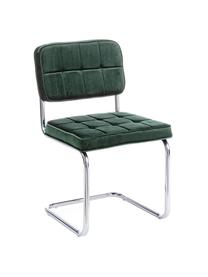 Silla cantilever de terciopelo Iole, Estructura: acero cromado, Tapizado: terciopelo (100% poliéste, Verde, An 46 x Al 84 cm