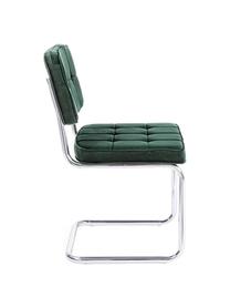 Silla cantilever de terciopelo Iole, Estructura: acero cromado, Tapizado: terciopelo (100% poliéste, Verde, An 46 x Al 84 cm