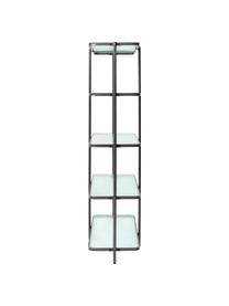 Standregal Modern Art mit Glas-Regalböden, Korpus: Stahl, pulverbeschichtet, Schwarz, Transparent, B 100 x H 200 cm