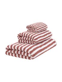 Lot de serviettes de bain à rayures Viola, 3 élém., Terre cuite, blanc crème