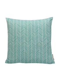 Housse de coussin imprimé graphique Elias, Blanc, bleu