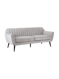 Samt-Sofa Weaver (3-Sitzer) in Grau mit Holz-Füssen, Bezug: 100% Polyestersamt, Rahmen: Schichtholz, Beine: Gummibaumholz, Grau, B 196 x T 85 cm