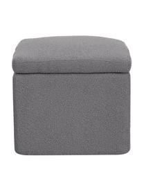 Pouf contenitore in bouclé grigio scuro Winou, Rivestimento: 100% poliestere Il rivest, Tessuto bouclé grigio scuro, Larg. 50 x Alt. 48 cm