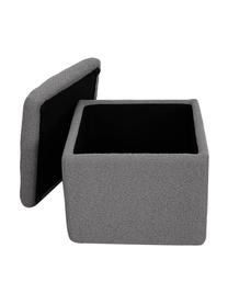 Pouf contenitore in bouclé grigio scuro Winou, Rivestimento: 100% poliestere Il rivest, Tessuto bouclé grigio scuro, Larg. 50 x Alt. 48 cm