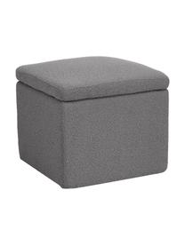 Pouf contenitore in bouclé grigio scuro Winou, Rivestimento: 100% poliestere Il rivest, Tessuto bouclé grigio scuro, Larg. 50 x Alt. 48 cm