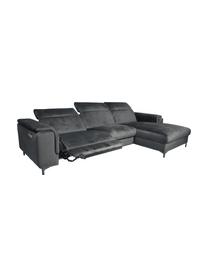 Sofa narożna z aksamitu z funkcją relaks Brito, Tapicerka: 100% aksamit poliestrowy,, Nogi: metal lakierowany, Szary, S 300 x G 170 cm