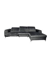 Sofa narożna z aksamitu z funkcją relaks Brito, Tapicerka: 100% aksamit poliestrowy,, Nogi: metal lakierowany, Szary, S 300 x G 170 cm