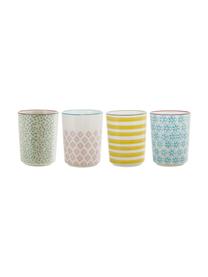 Tazas originales artesanales Patrizia, 4 uds., Gres, Blanco crudo, multicolor, Ø 7 x Al 10 cm, 270 ml