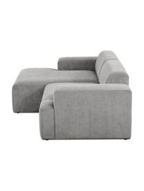 Corduroy hoekbank Melva (3-zits), Bekleding: corduroy (92% polyester, , Frame: massief grenenhout, FSC-g, Poten: kunststof, Corduroy grijs, B 239 x D 143 cm, hoekdeel links