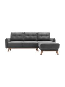 Divano letto angolare 4 posti con contenitore Balio, Rivestimento: 100% velluto di poliester, Grigio scuro, Larg. 234 x Alt. 164 cm