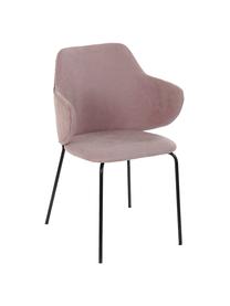 Krzesło z podłokietnikami Debbie, Tapicerka: 100% poliester, Nogi: metal powlekany, Blady różowy, S 58 x G 58 cm