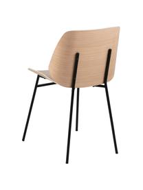 Holzstühle Aks, 2 Stück, Sitzfläche: Eichenholzfurnier, lackie, Beine: Metall, pulverbeschichtet, Eiche, B 59 x T 47 cm