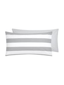 Funda de almohada de algodón Lorena, Gris claro, blanco crema, An 45 x L 85 cm