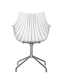 Plastová otočná stolička Meridiana, Priehľadná, odtiene striebornej, Š 58 x H 55 cm