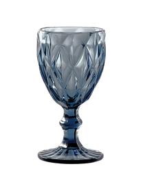 Weingläser Diamond mit Relief, 6 Stück, Glas, Blau, leicht transparent, Ø 8 x H 16 cm