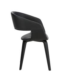 Sedie con braccioli  Nova, 2 pz., Gambe: compensato di rovere vern, Rivestimento: similpelle (poliuretano), Nero, L 50 x A 77 cm