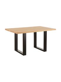 Table en bois massif Oliver, Chêne sauvage, noir