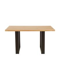 Mesa de comedor Oliver, tablero de madera maciza, Tablero: madera de roble silvestre, Patas: metal con pintura en polv, Roble, negro, An 180 x F 90 cm