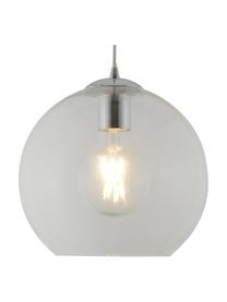Hanglamp Balls, Gecoat metaal, glas, Zilverkleurig, transparant, Ø 25 x H 25 cm