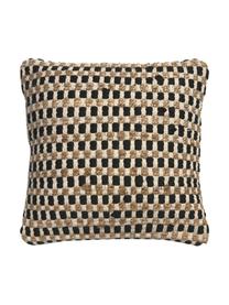 Kussenhoes Fiesta van katoen/jute, Zwart, beige, 45 x 45 cm