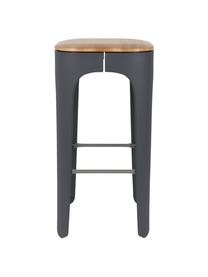 Taburete alto de madera y metal Up-High, Asiento: madera de fresno maciza, Patas: polipropileno, mate pinta, Asiento: fresno Patas: gris oscuro Reposapiés: gris oscuro, An 35 x Al 73 cm