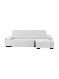 Copertura divano angolare Levante, 65% cotone, 35% poliestere, Color crema, Larg. 150 x Lung. 240 cm, chaise-longue a destra