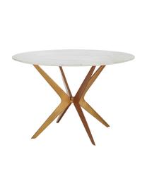 Okrągły stół do jadalni z marmurowym blatem Safia, Blat: marmur, Nogi: metal malowany proszkowo, Biały marmur, Ø 120 x W 76 cm
