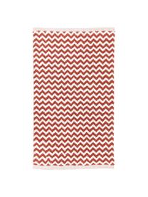 Handdoek Liv met zigzag patroon, 100% katoen, middelzware kwaliteit, 550 g/m², Terracottakleurig, crèmewit, Gastendoekje