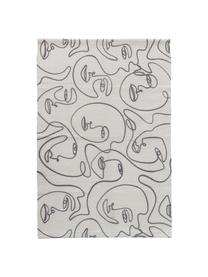 Teppich Picas mit abstrakter One Line Zeichnung, 50% Baumwolle, 50% Polyester, Gebrochenes Weiß, Schwarz,, B 60 x L 90 cm (Größe XXS)