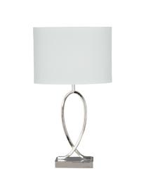Große Tischlampe Posh mit ovalem Schirm, Lampenschirm: 40% Acryl, 60% Polyester, Lampenfuß: Metall, verchromt, Chrom, Weiß, 30 x 54 cm