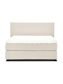 Letto boxspring premium in tessuto beige Eliza, Materasso: nucleo a 5 zone di molle , Struttura: legno di pino massiccio, Piedini: legno di betulla massicci, Tessuto beige, 140 x 200 cm, durezza 2