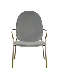 Fluwelen lounge fauteuil Mary in grijs, Bekleding: fluweel (polyester), Frame: gecoat metaal, Fluweel grijs, B 63 x D 73 cm