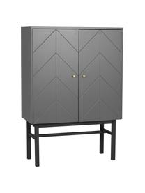 Dressoir Webster met deuren in grijs, Frame: MDF, Poten: massief rubberhout, Grijs, antraciet, 94 x 135 cm