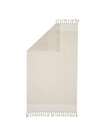 Telo fouta con retro in spugna e frange Freddy, Retro: spugna, Beige, Larg. 100 x Lung. 180 cm