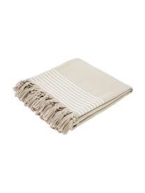 Telo fouta con retro in spugna e frange Freddy, Retro: spugna, Beige, Larg. 100 x Lung. 180 cm