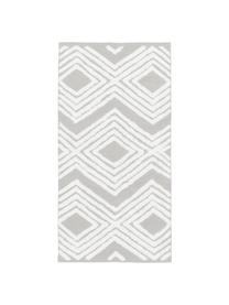 Tapis gris avec structure en relief tissé main Ziggy, 100 % coton, Gris, blanc crème, larg. 80 x long. 150 cm (taille XS)