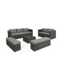 Tuin loungeset Platea, 6-delig, Frame: synthetische vezels, Bekleding: polyester, Grijs, donkergrijs, Verschillende formaten