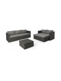 Tuin loungeset Platea, 6-delig, Frame: synthetische vezels, Bekleding: polyester, Grijs, donkergrijs, Verschillende formaten