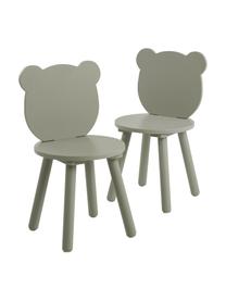 Sedia per bambini in legno verde Beary 2 pz, Legno di pino, pannello di fibra a media densità (MDF) laccato, Verde, Larg. 30 x Alt. 58 cm